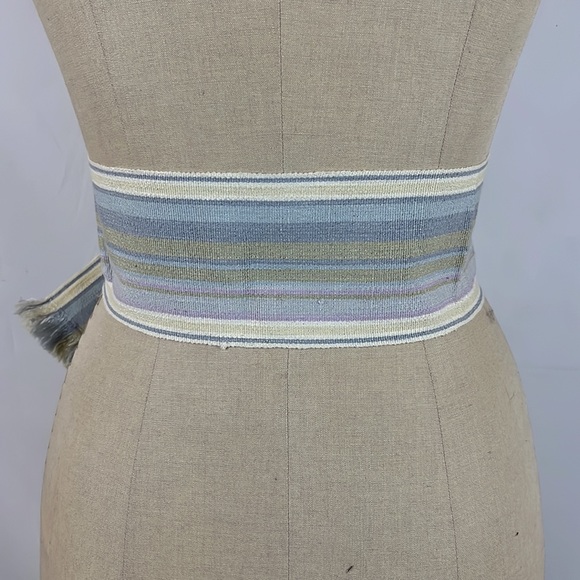 Vintage 80s Liz Claiborne Striped Cloth Slide Belt S/M - Picture 4 of 5